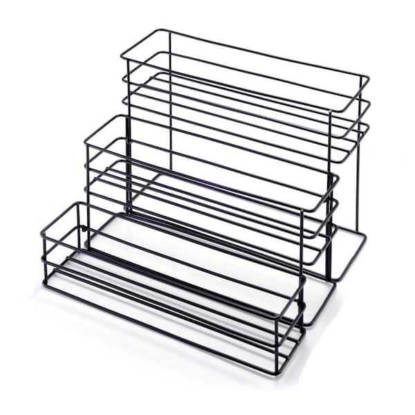 3-Tier 12-Bottle Black 13 in. W Metal Wine Rack, Countertop Display Storage Shelf Bottle Stand, Coffee Bar Organizer