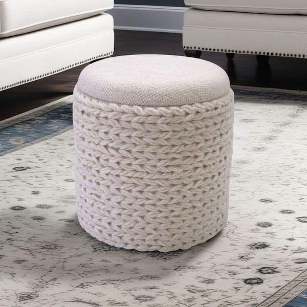 Carolina Chair & Table Handwoven Priapus Rope 16 in. Round Fabric Storage Ottoman