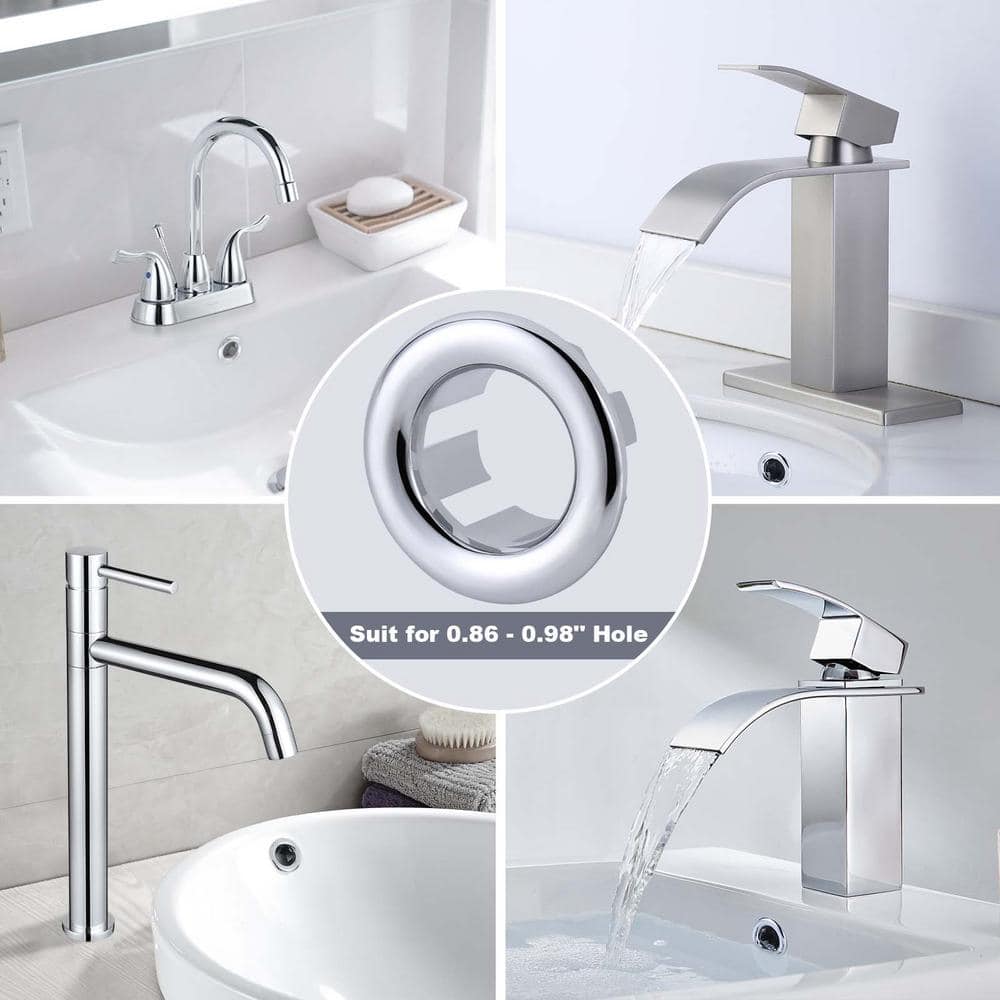 Chrome Plastic Bathroom and Kitchen Sink Overflow Ring Set