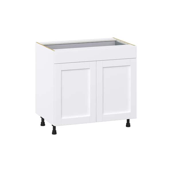 J COLLECTION Mancos Bright White Shaker Assembled Base Kitchen Cabinet with a Drawer (36 in. W X 34.5 in. H X 24 in. D)