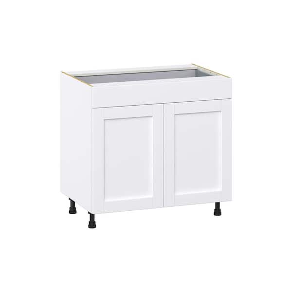 Milton 36 in. W x 24 in. D x 34.5 in. H Assembled Shaker Base Kitchen Cabinet in Bright White with Drawers