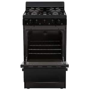 20 in. 2.42 cu. ft. Freestanding Gas Range with Sealed Burners in Black