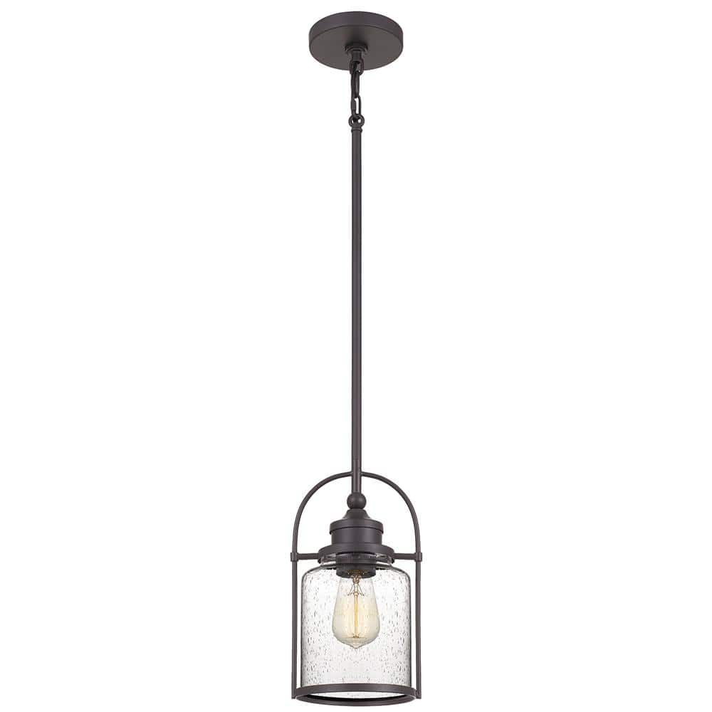 Western Bronze Mini Pendant with Glass Shade