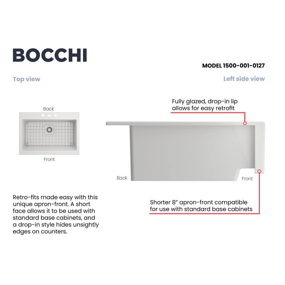 Nuova 34" White Fireclay Apron Front Drop-In Sink