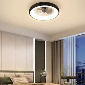 20 in. Indoor LED Bladeless Caged Ceiling Fan with Lights, Dimmable Low Profile Ceiling Fan with App Control-Black