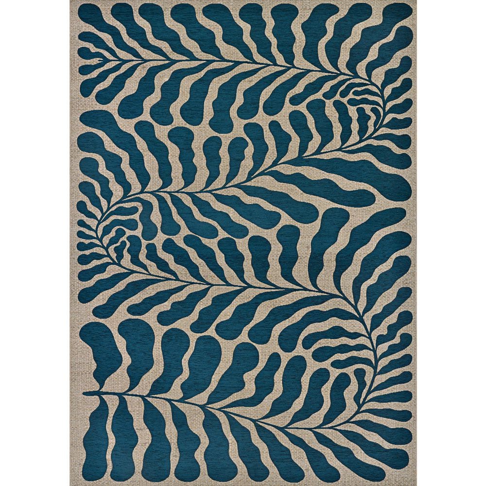 Castille Fiore Petrol 5 ft. x 8 ft. Floral Indoor/Outdoor Area Rug price history on PriceWatchPro