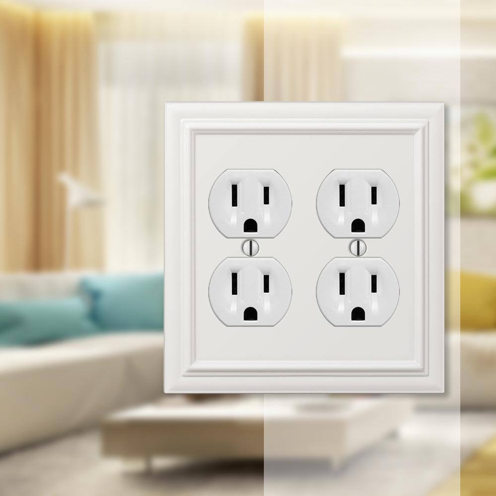 White Cast Metal Double Duplex Wallplate