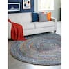 Unique Loom Braided Chindi Blue/Multi 3 ft. x 3 ft. Round Area Rug 3142937  - The Home Depot