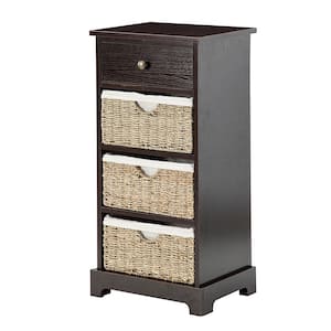 Walnut Wood Cabinet with Removable Woven Baskets