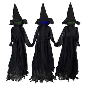 4 ft. Lighted Faceless Witch Trio Outdoor Halloween Stakes Battery Operated
