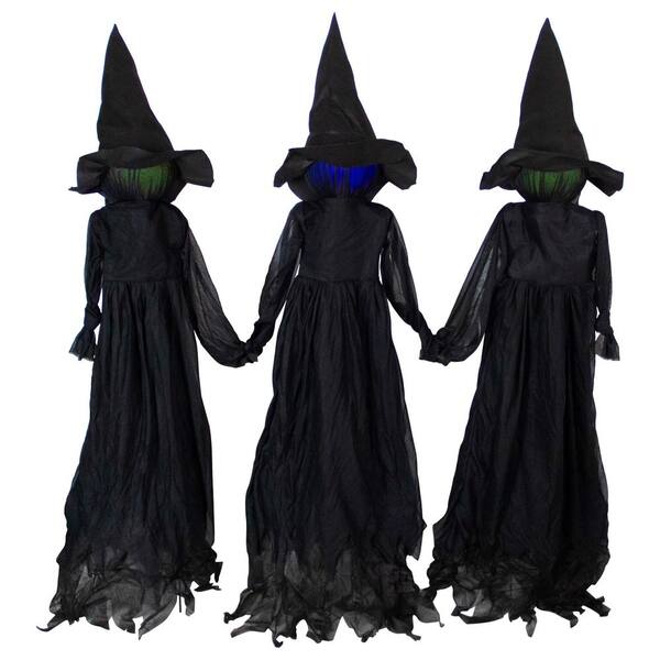 Northlight 4 ft. Lighted Faceless Witch Trio Outdoor Halloween Stakes ...