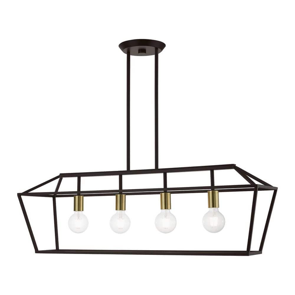 Westridge 4-Light Bronze Linear Chandelier with Antique Brass Accents price history on PriceWatchPro