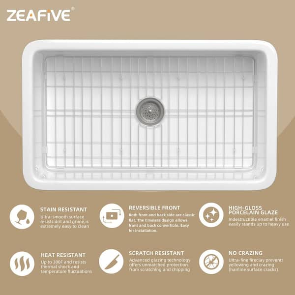 Zeafive Arco 27 in. White Kitchen Sink Drop-In / Undermount Dual