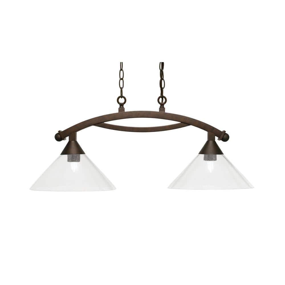 Bridgewater 2 Light Bronze Linear Chandelier, Any Room with 12 in. Clear Bu