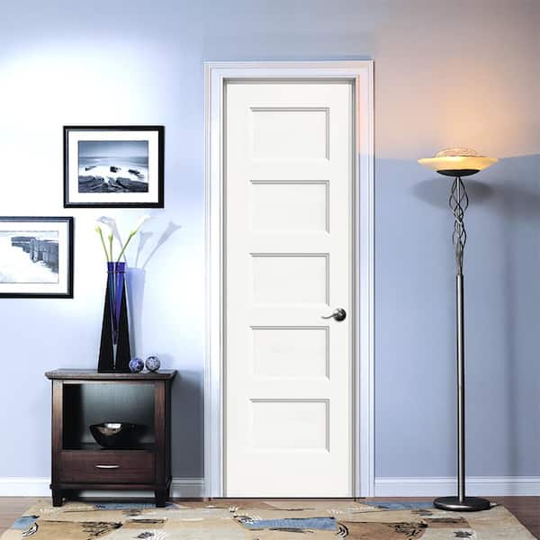 24 in. x 80 in. Conmore White Paint Smooth Hollow Core Molded Composite Single Prehung Interior Door