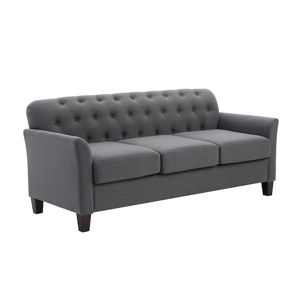 ARTFUL LIVING DESIGN Ida 73 in. Grey Polyester Flared Arm Rectangle Sofa with Rubberwood Legs