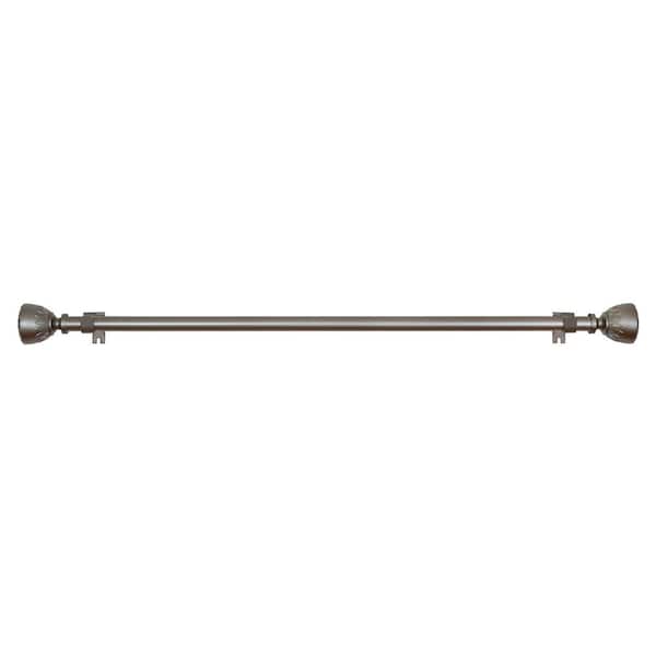 ACHIM Buono II Katherine 66 in. - 120 in. Adjustable 3/4 in. Single Curtain Rod in Dark Nickel Katherine Finials