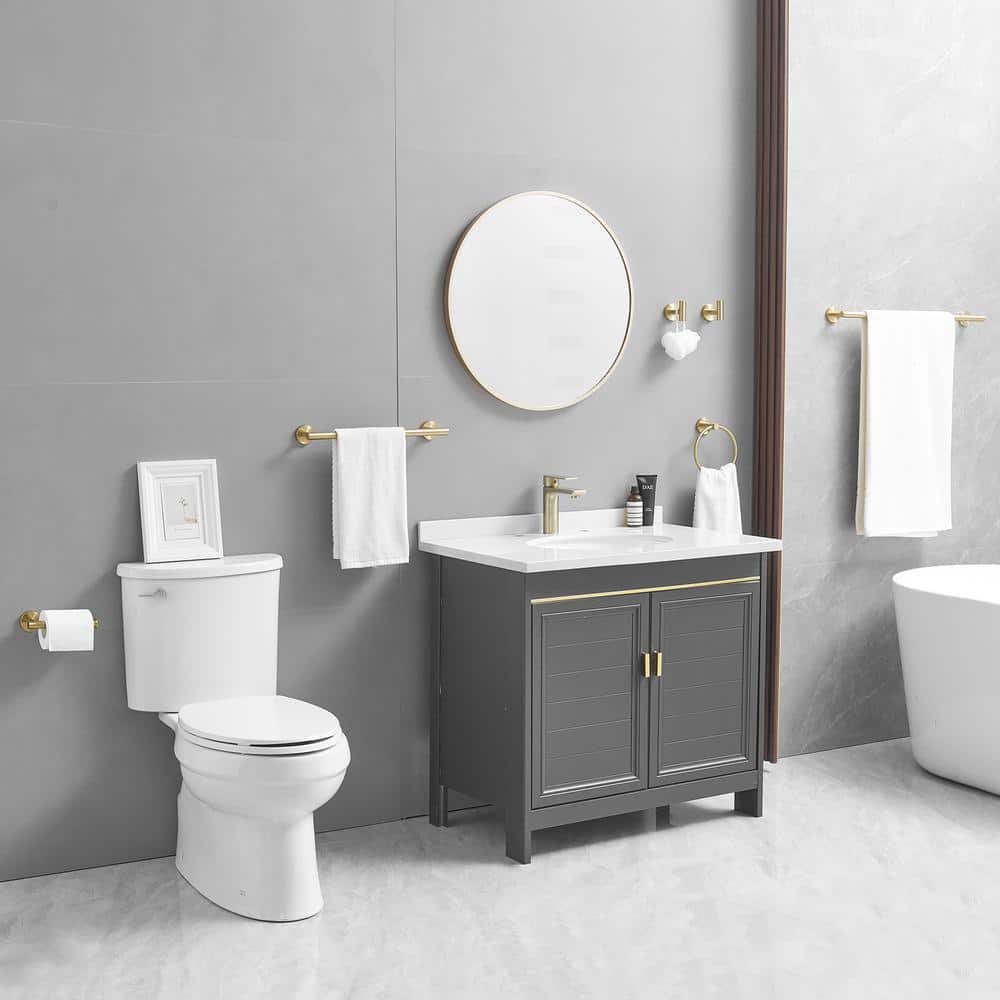 Brushed Gold 5-Piece Stainless Steel Bathroom Hardware Set
