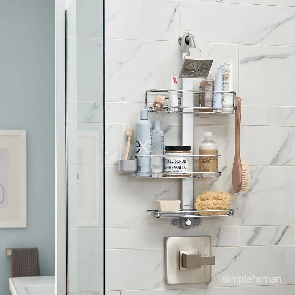 Adjustable Stainless Steel and Aluminum Shower Caddy with Suction Mount