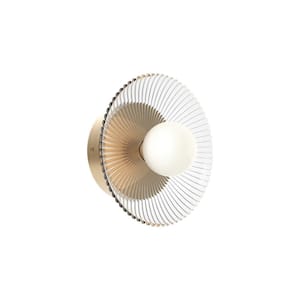 Hera 9-in 1 Light 9-Watt Brushed Gold/Clear Ribbed Glass Integrated LED Vanity Light