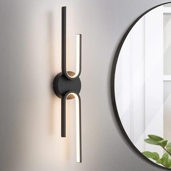 Philly 23.6 in. 2-Light Modern Black Linear Integrated LED Bathroom Vanity Light