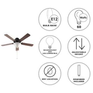 Solana 52 in. Indoor Oil Rubbed Bronze Traditional 3-Light Ceiling Fan with Light, Pull Chains, and 5 Reversible Blades