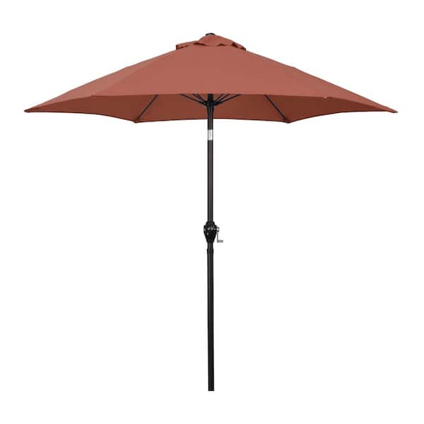 Astella 7.5 ft. Aluminum Market Patio Umbrella with Fiberglass Ribs and Crank Lift in Brick Polyester