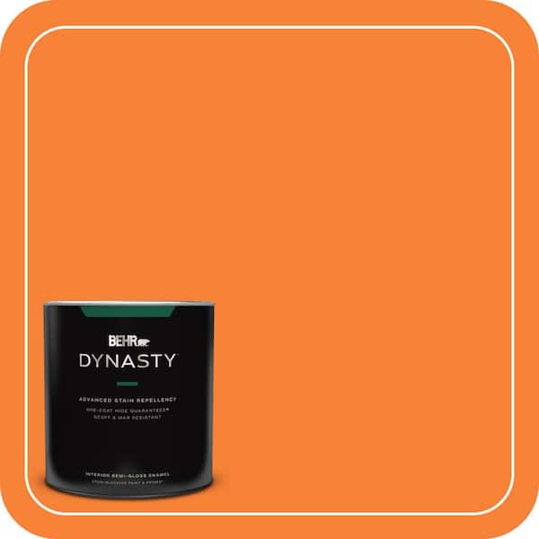 1 qt. #230B-6 Orange Burst Semi-Gloss Enamel Interior Stain-Blocking Paint and Primer