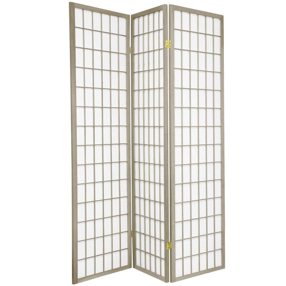 Oriental Furniture 6 ft. Grey Window Pane 3Panel Room Divider WPSP3P