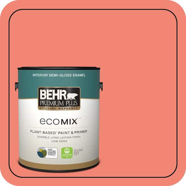 1 gal. #T16-07 Coralette Semi-Gloss Enamel EcoMix Plant-Based Interior Paint & Primer