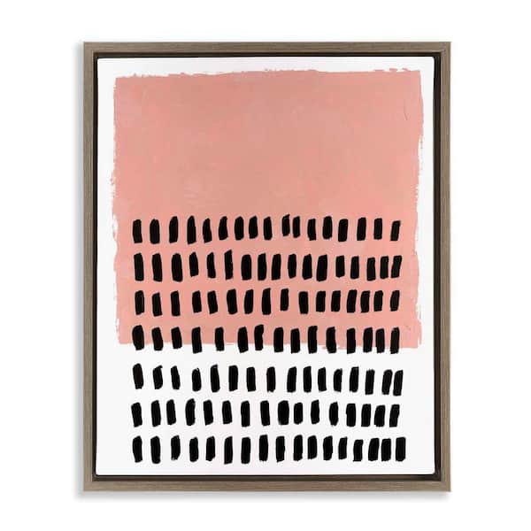 Stupell Industries Pink Dotted Pattern by Michael Willett Brown Floater Frame Abstract Graphic Art Print 31 in. x 25 in.