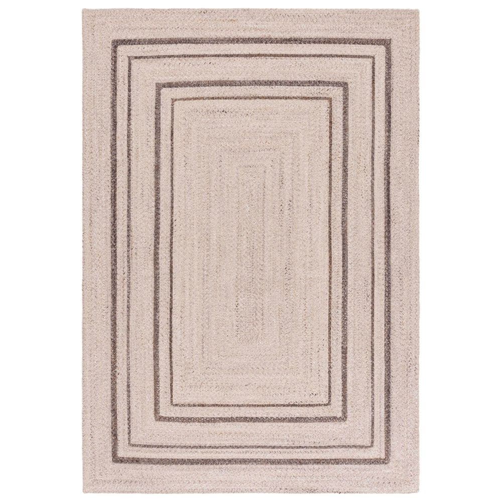 Braided 2 ft. x 4 ft. Beige/Brown Striped Border Solid Color Area Rug price history on PriceWatchPro