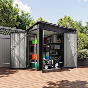 Garden 8 ft. W x 4 ft. D Metal Tool Shed Outdoor Storage Shed with Lockable 3-Doors, Window for Backyard 32 sq. ft.