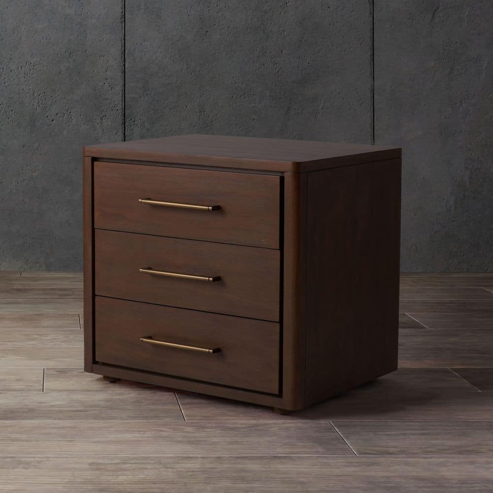 Rosey Brown 3 Drawer Nightstand
