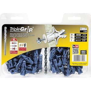 Triple Grip #10 x 1-1/2 in. Plastic Self-Drilling with Screw Philips and Slot Head 46lbs. Anchors (70-Pack)