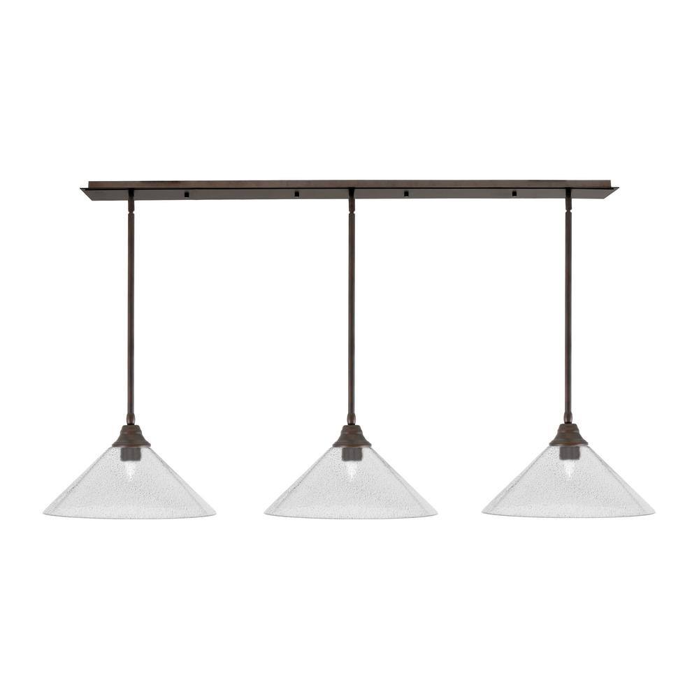 Livingston 100-Watt 3-Light Bronze Chandelier with 16 in. Smoke Bubble Glas