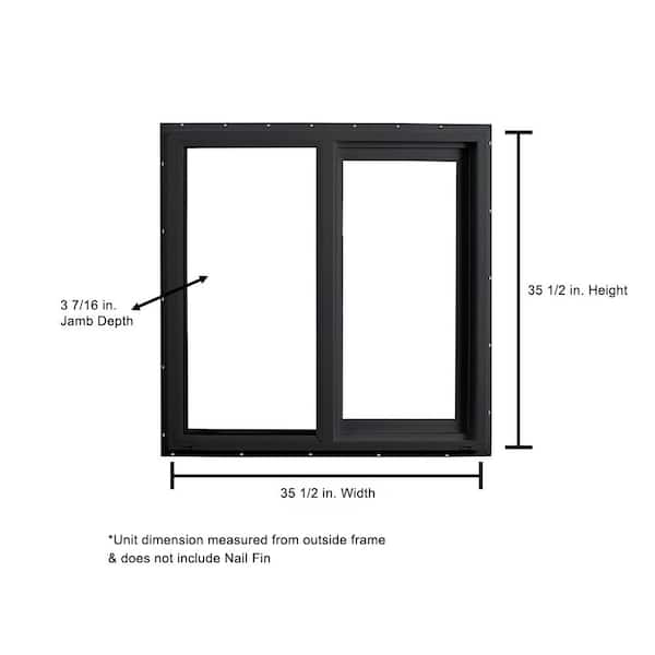 35.5 in. x 35.5 in. Select Series Horizontal Sliding Left Hand Black Vinyl Window with White Int, HPSC Glass and Screen