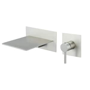 Single-Handle Wall Mount Bathroom Faucet with Waterfall in Brushed Nickel