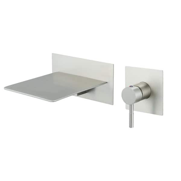 Unbranded Single-Handle Wall Mount Bathroom Faucet with Waterfall in Brushed Nickel