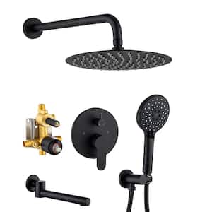 Single Handle 3 -Spray Patterns Tub and Shower Faucet 2.5 GPM in Spot Defense Matte Black Valve Included