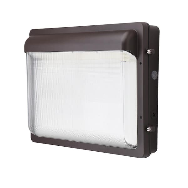 ETI LIGHTING 400-Watt Equivalent Modern Slim Integrated LED Bronze Wall Pack Light Adjustable 12000-19600 Lumens and CCT, Photocell