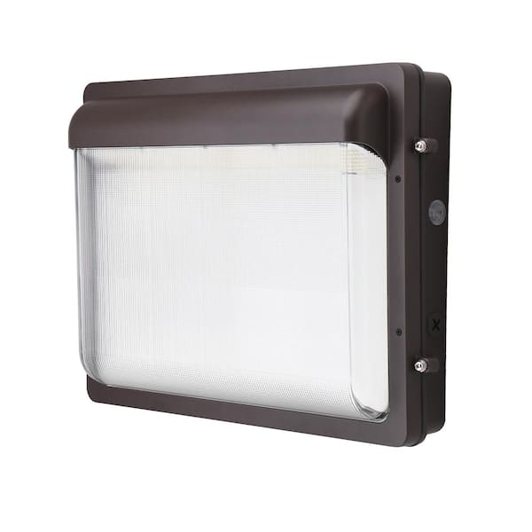 ETi 400-Watt Equivalent Modern Slim Integrated LED Bronze Wall Pack Light Adjustable 12000-19600 Lumens and CCT, Photocell