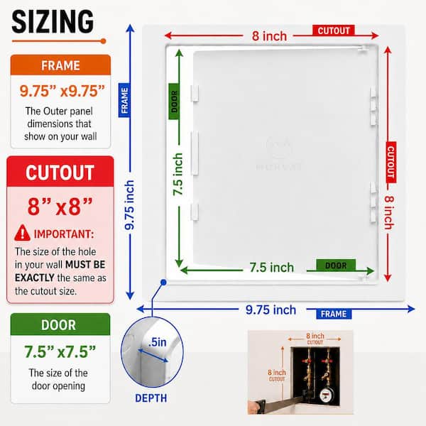 8 in. x 8 in. White Plastic Drywall Access Panel