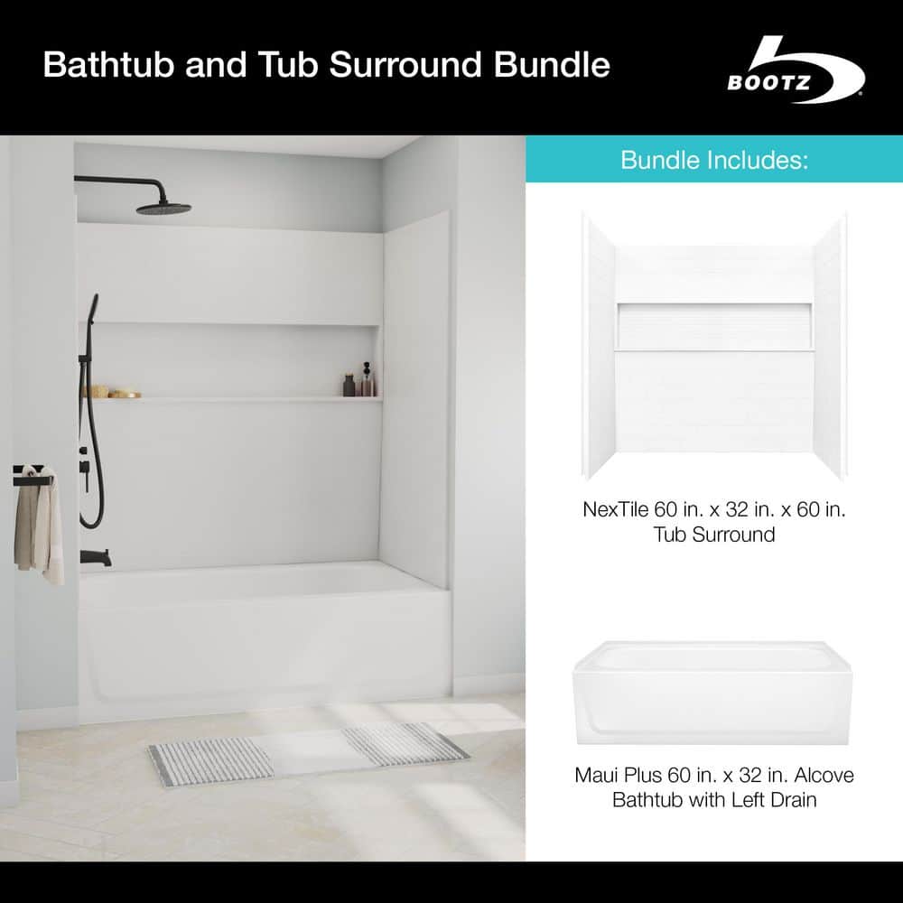 Bootz Industries Maui Plus 60 in. x 32 in. Alcove Soaking Bathtub