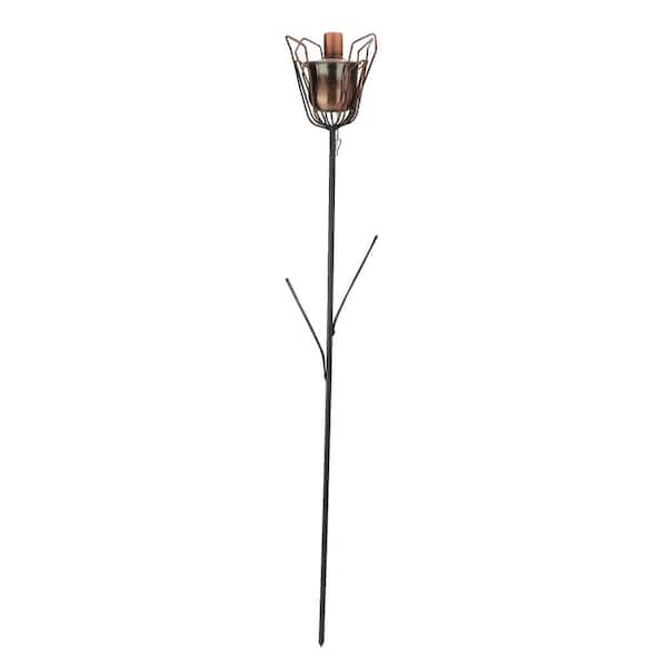 Dak 30 In Brushed Copper Flower Garden, Outdoor Patio Oil Lamps