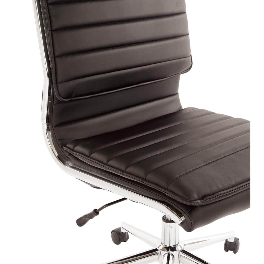 Black High Back Leather Swivel Office Chair with Metal Base