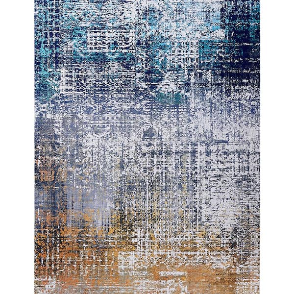Amazing Rugs Zara Contemporary Turquoise/Rust 2 ft. x 3 ft. Washable Super Soft with Abstract Design Area Rug