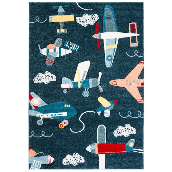 SAFAVIEH Carousel Kids Navy/Ivory 9 ft. x 12 ft. Geometric Area Rug