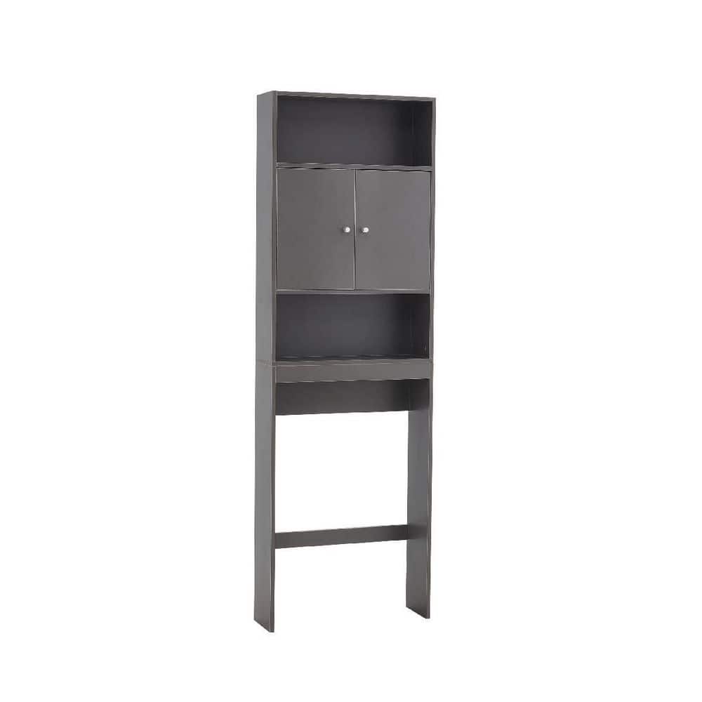 25 in. W x 77 in. H x 7.9 in. D Gray Over-the-Toilet Storage Bathroom Wood 