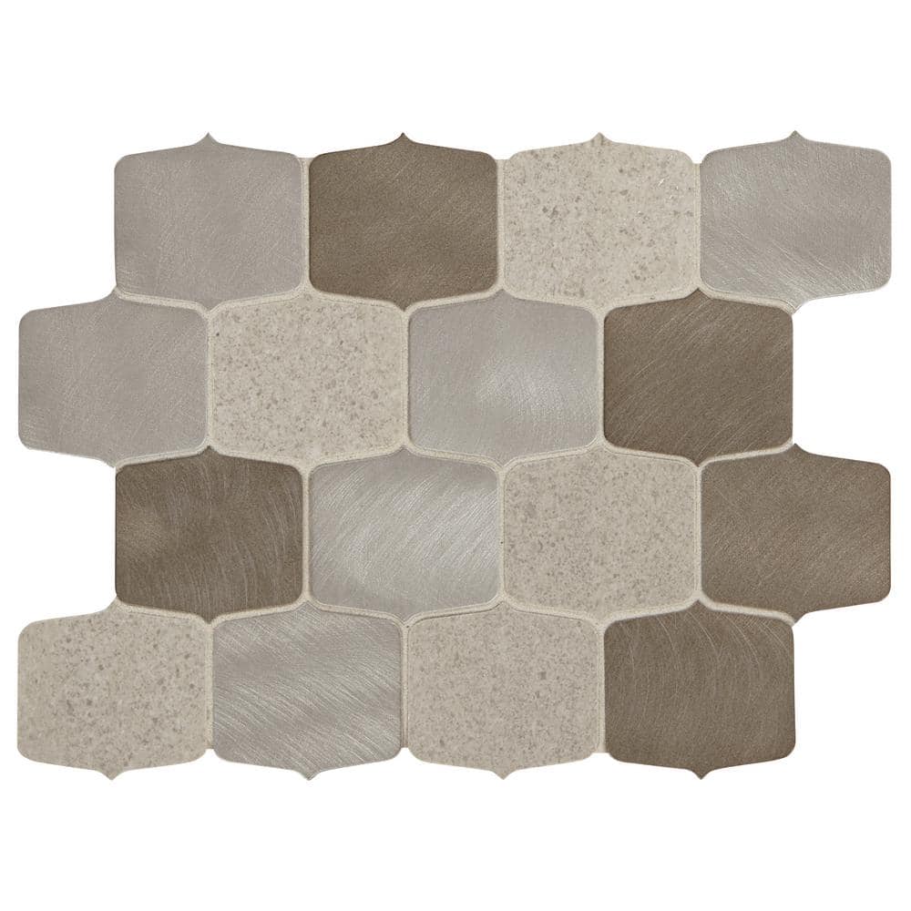 Premier Accents Gray Blend 9 in. x 13 in. x 8 mm Stone and Metal Mosaic Wal